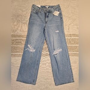 BP. Jeans Womens 28 High Rise Wide Leg Medium Wash Denim Ripped Casual